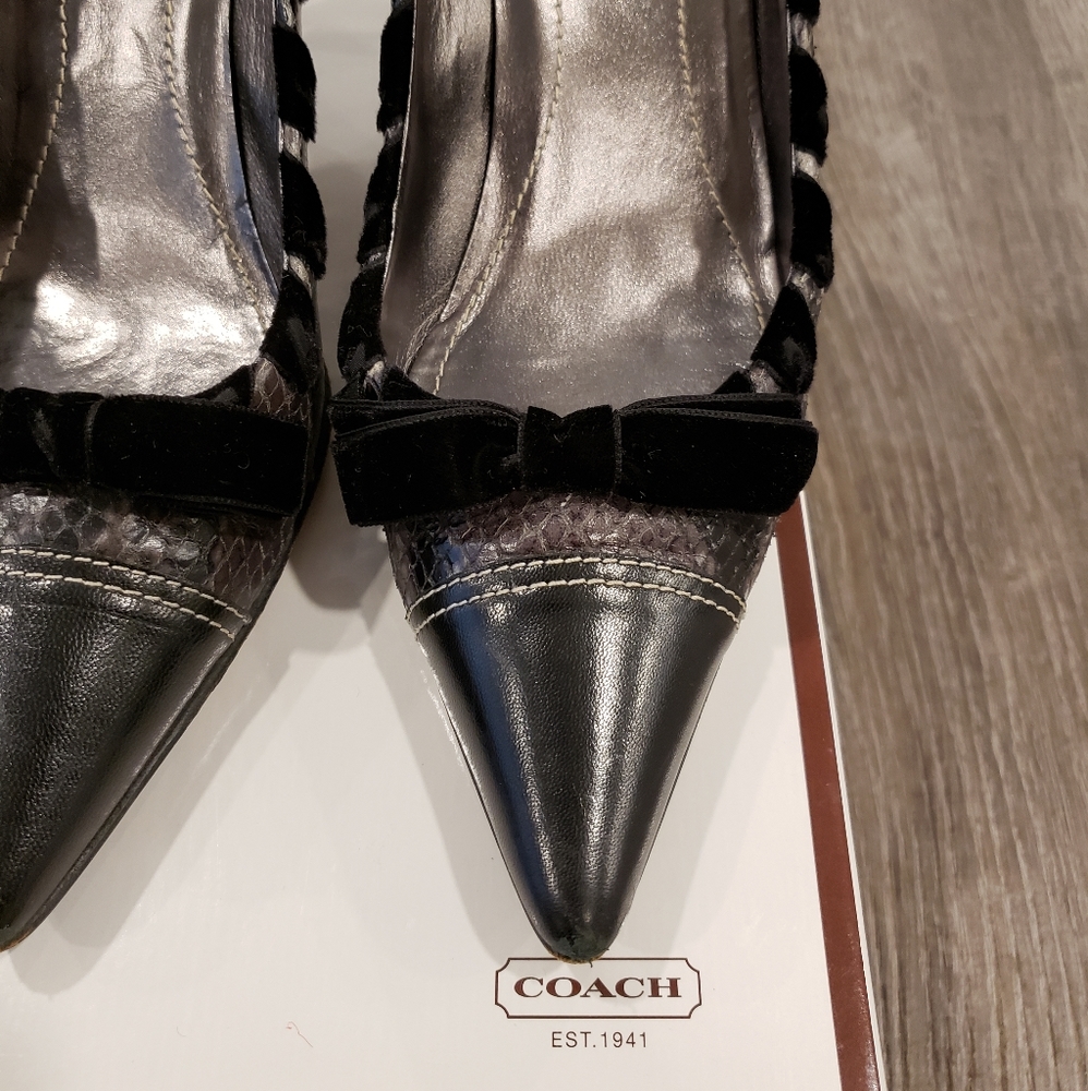 Coach Sue Printed Python Pumps With Bow Size 8 Gr… - image 5